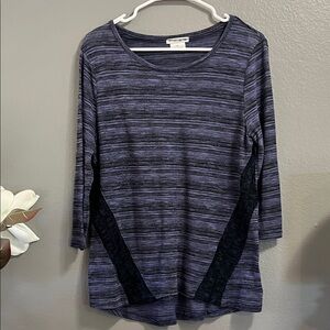 Striped Women's Top - Blue and Black XL